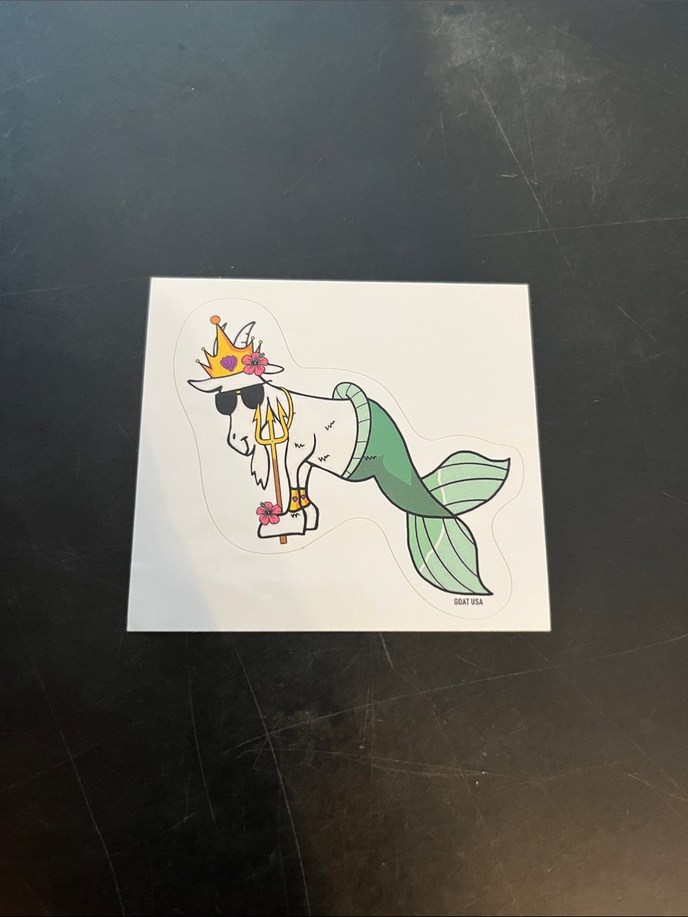 Mermaid Goat Sticker - Green Mermaid Tail Kids Decor
